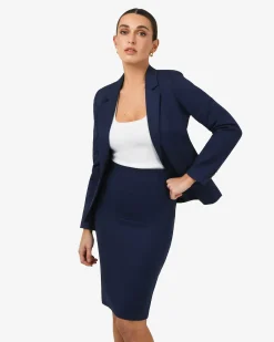 Forcast Safira Pencil Skirt Navy