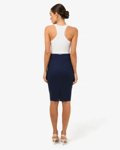 Forcast Safira Pencil Skirt Navy