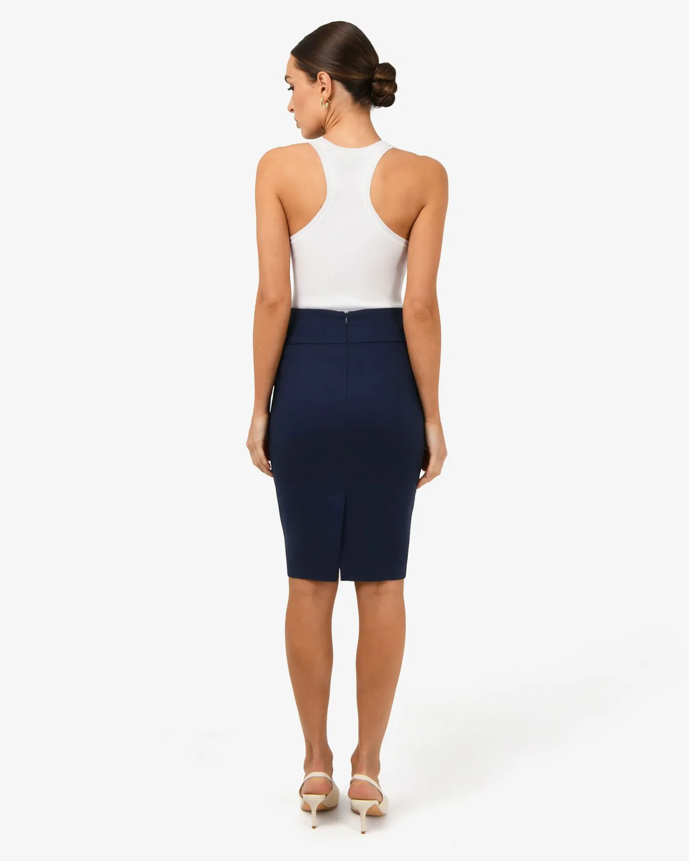 Forcast Safira Pencil Skirt Navy