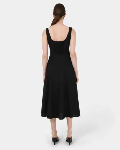 Forcast Saira 2 Linen A-line Dress Black Sale