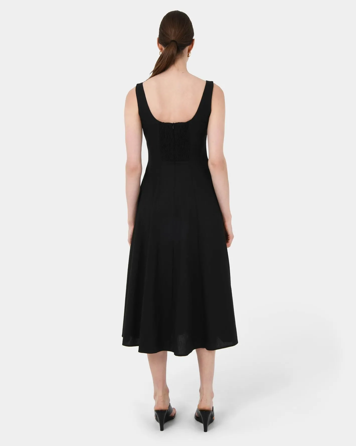 Forcast Saira 2 Linen A-line Dress Black Sale