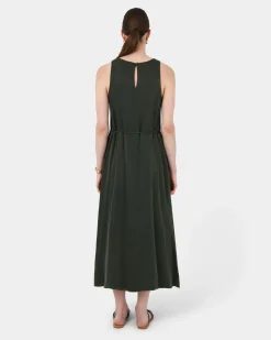 Forcast Sally Cupro Dress Dark Olive Best