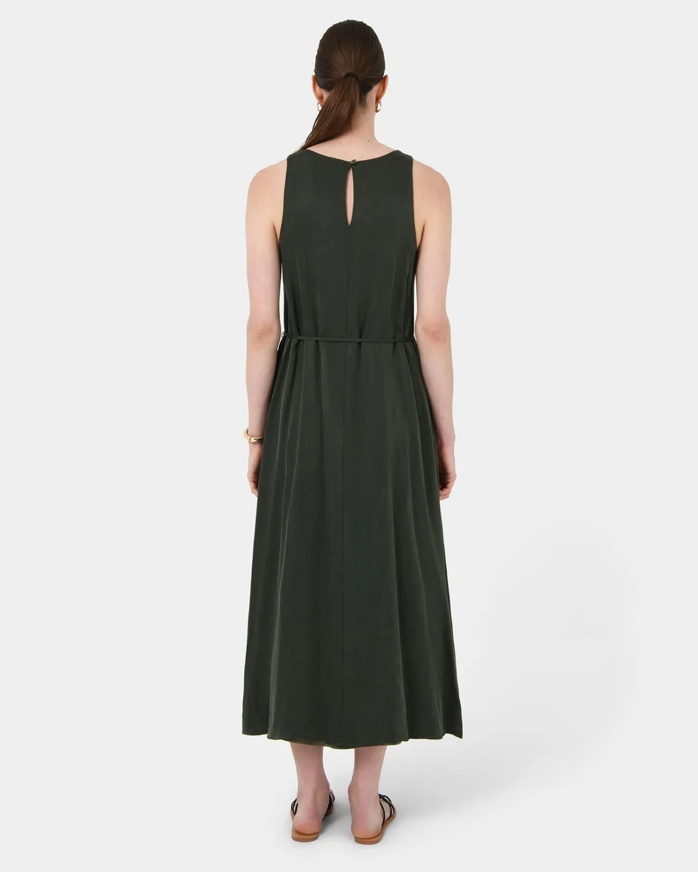 Forcast Sally Cupro Dress Dark Olive Best