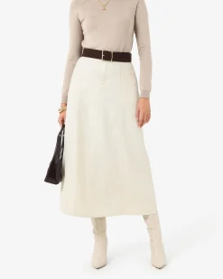 Forcast Sam Panel Denim Skirt Ecru Discount