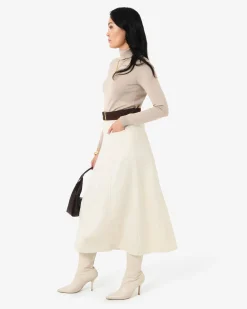 Forcast Sam Panel Denim Skirt Ecru Discount