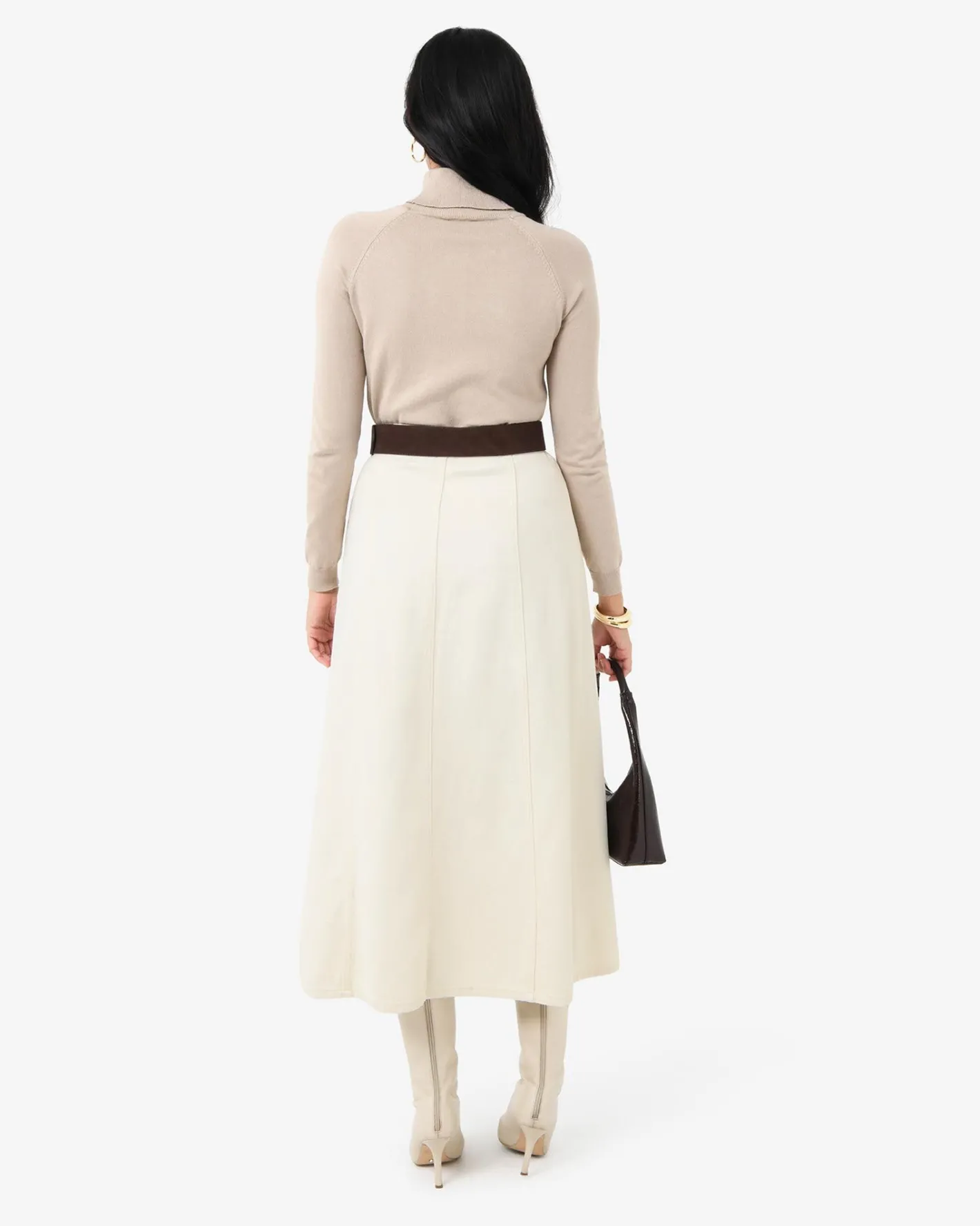 Forcast Sam Panel Denim Skirt Ecru Discount