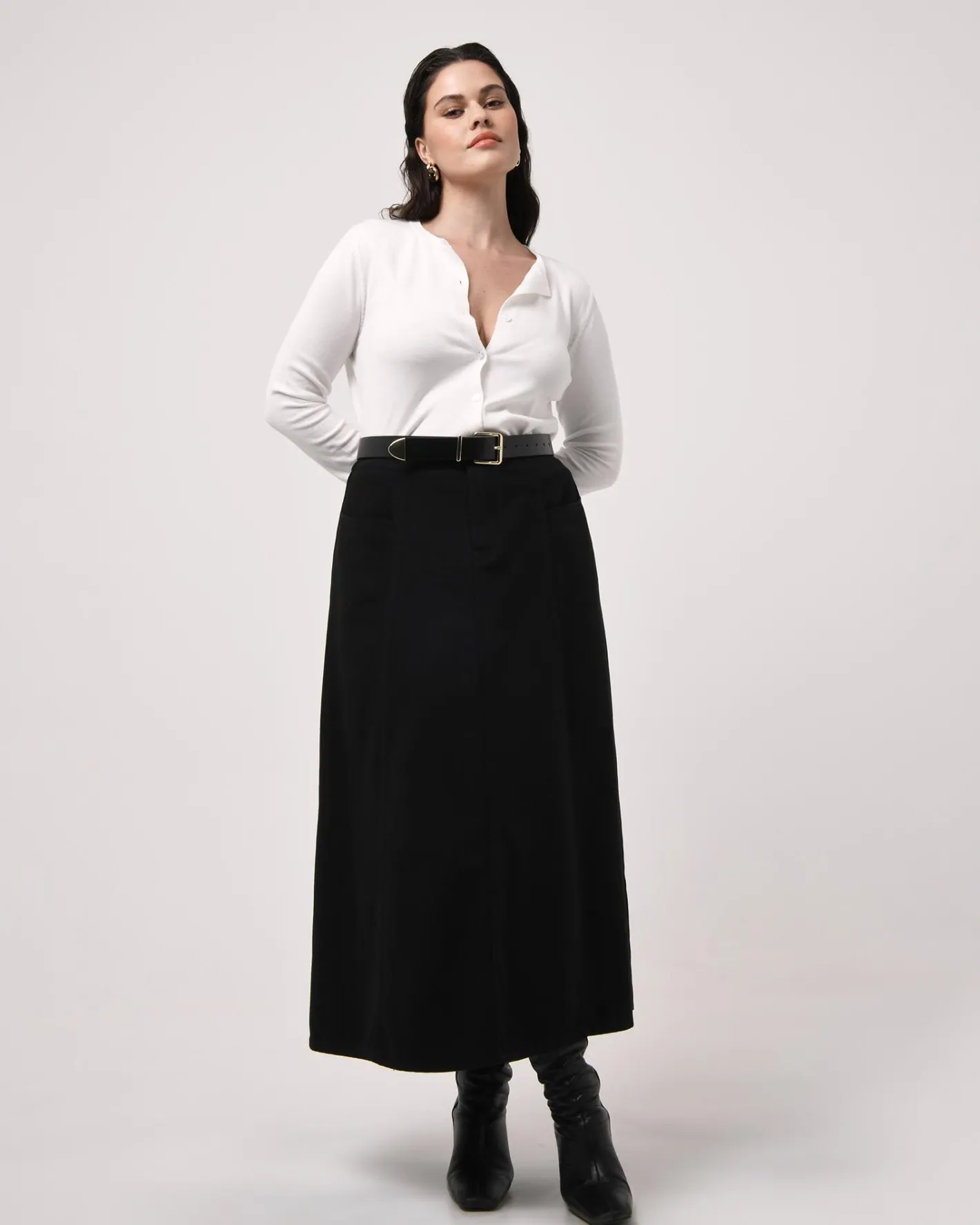Forcast Sam Panel Denim Skirt Black Online