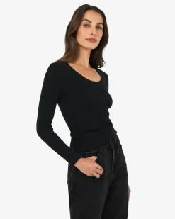 Forcast Samira Scoop Neck Knit Black Outlet