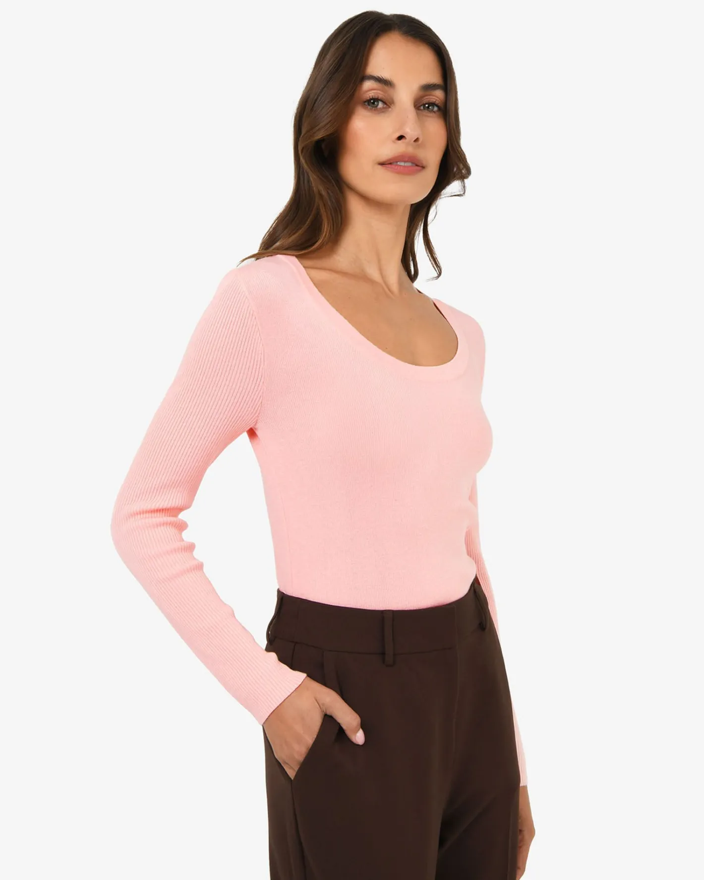 Forcast Samira Scoop Neck Knit Pink Online