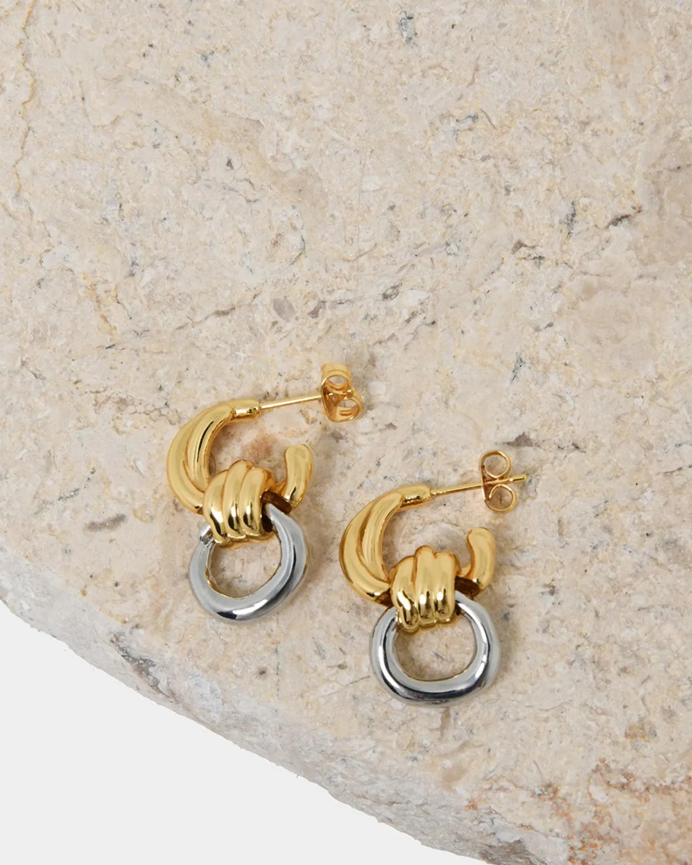 Forcast Samra Two Tone Earrings Gold Silver Sale