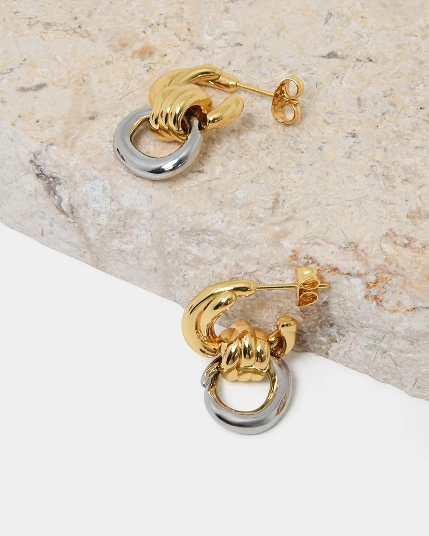 Forcast Samra Two Tone Earrings Gold Silver Sale