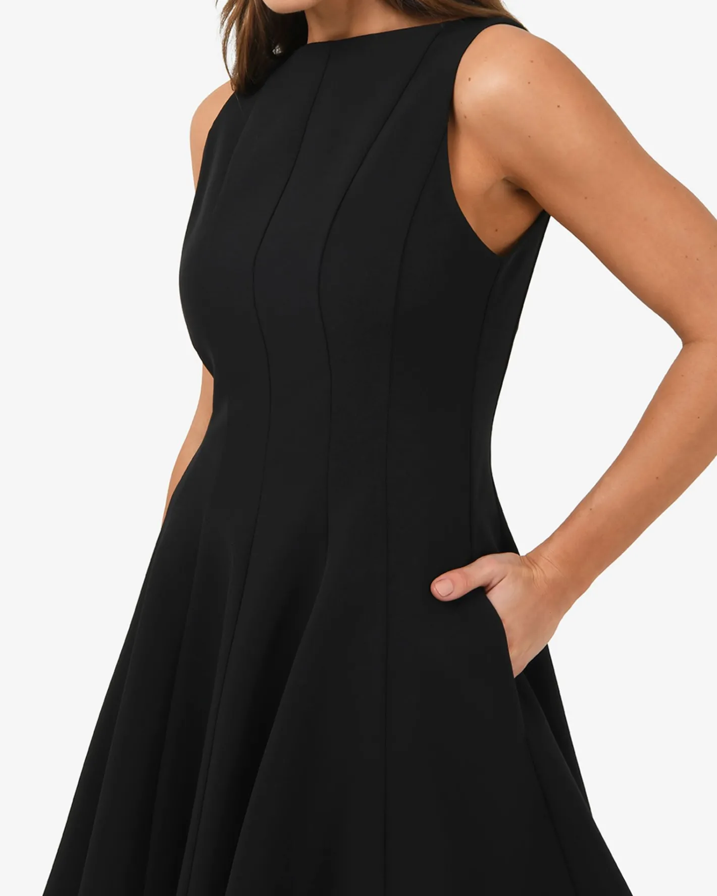 Forcast Sandy Panel Mini Dress Black New