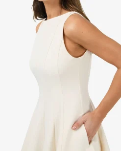Forcast Sandy Panel Mini Dress Cream New