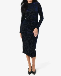 Forcast Sapphire Velvet Burnout Dress Blue Velvet Clearance