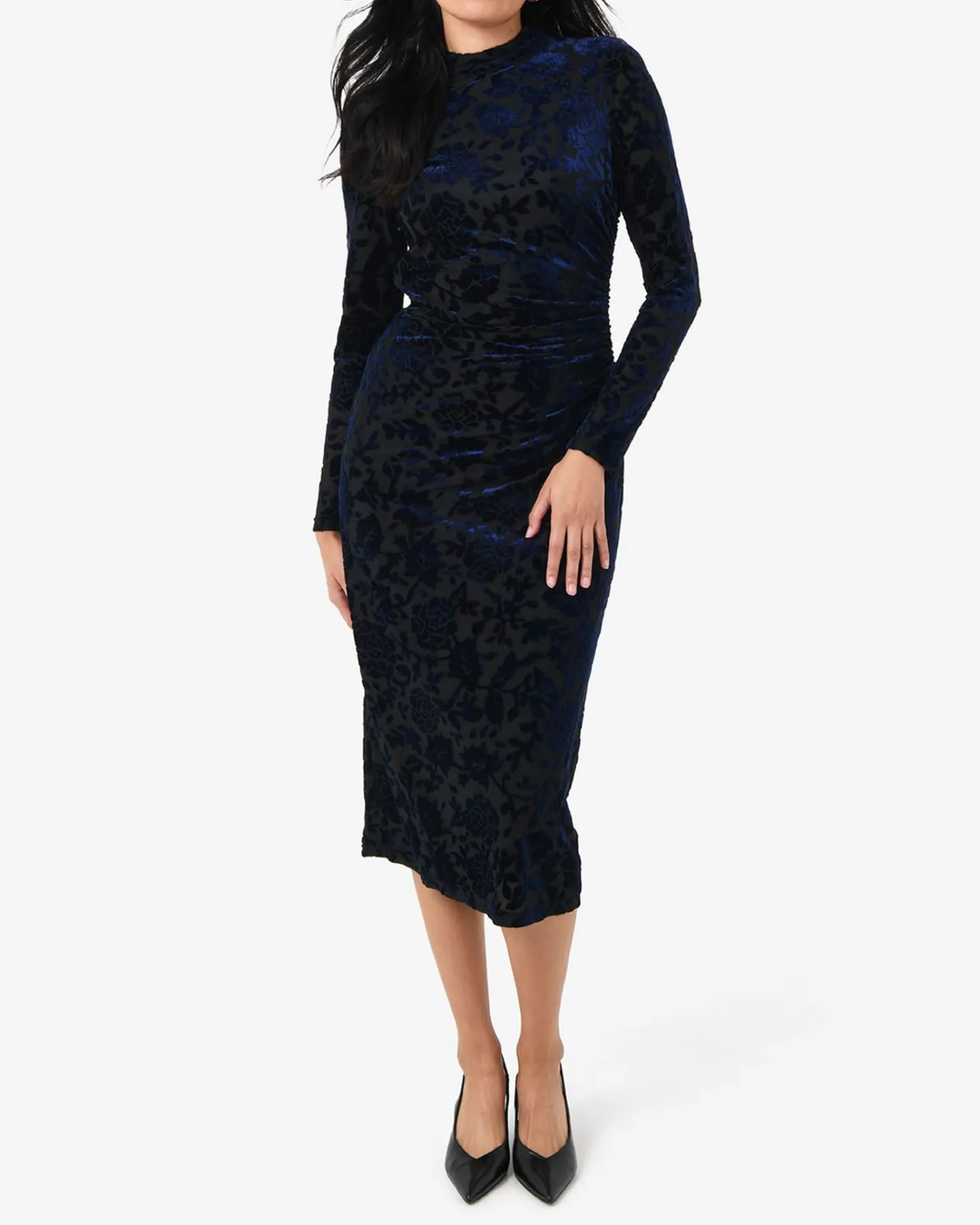 Forcast Sapphire Velvet Burnout Dress Blue Velvet Clearance