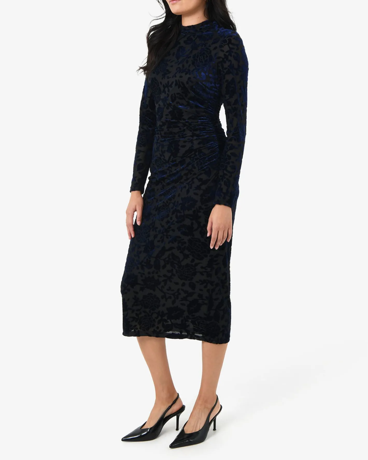 Forcast Sapphire Velvet Burnout Dress Blue Velvet Clearance
