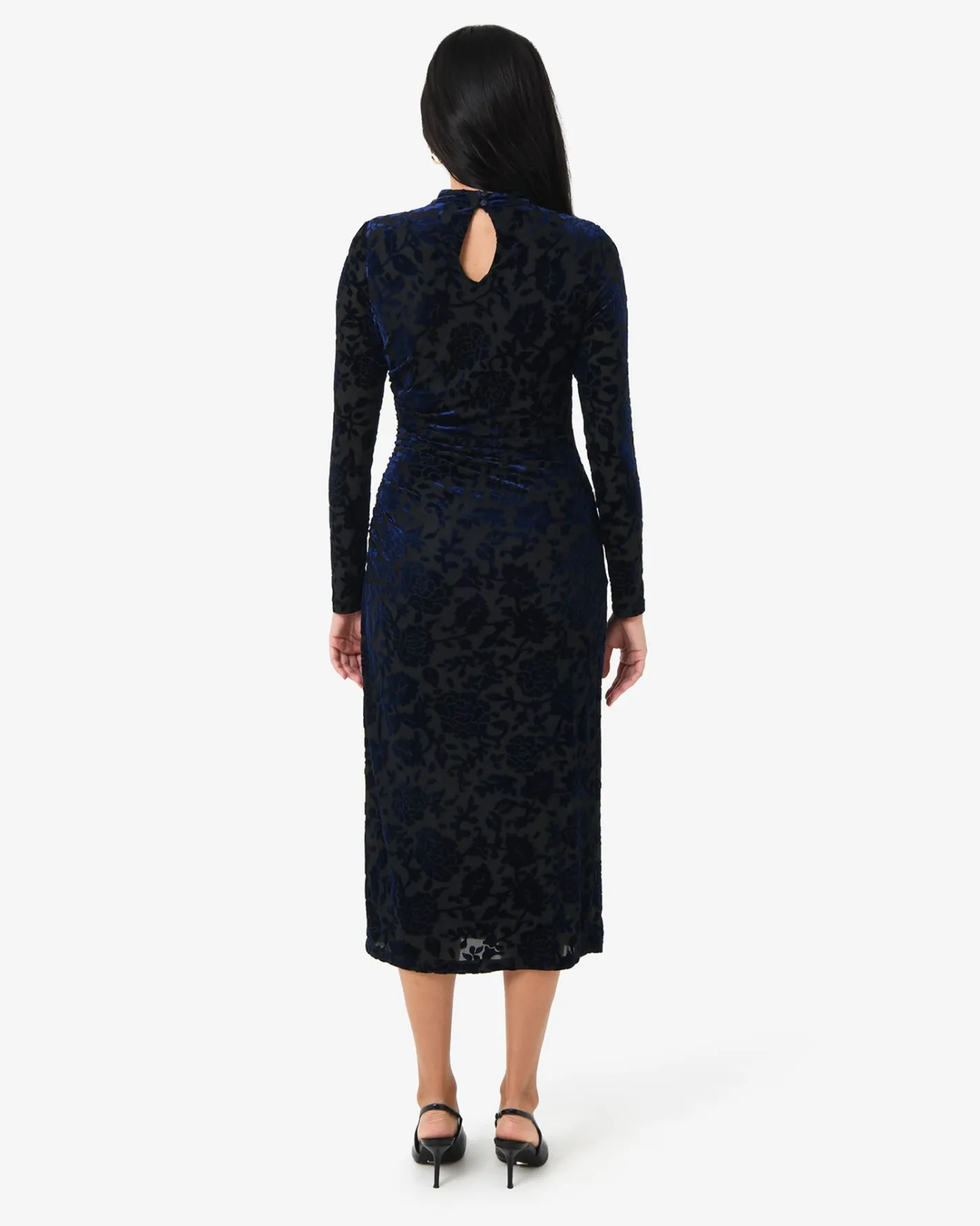 Forcast Sapphire Velvet Burnout Dress Blue Velvet Clearance