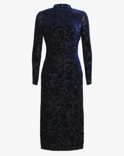 Forcast Sapphire Velvet Burnout Dress Blue Velvet Clearance