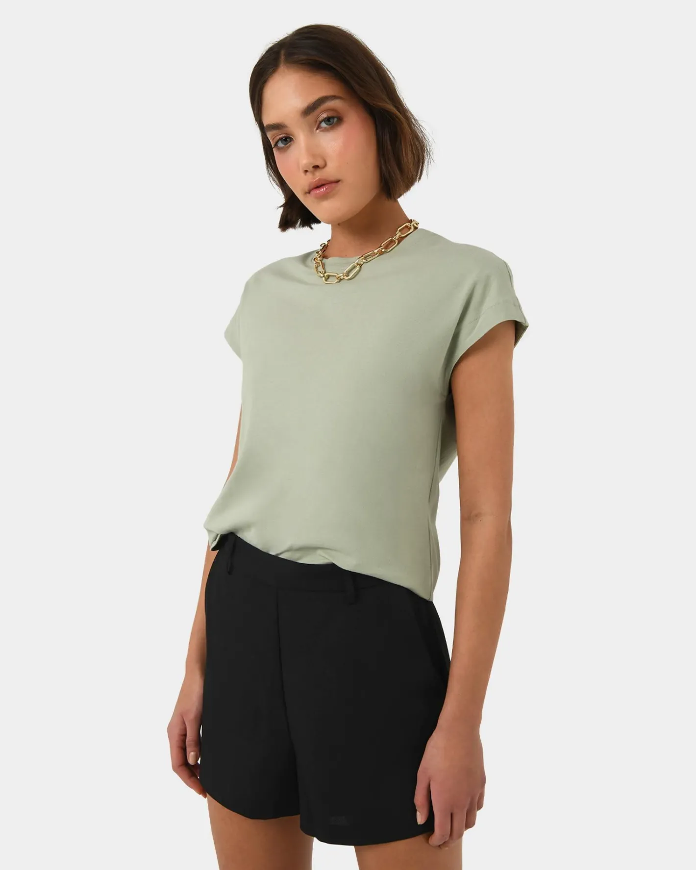Forcast Sara Cotton Tee Mint Discount