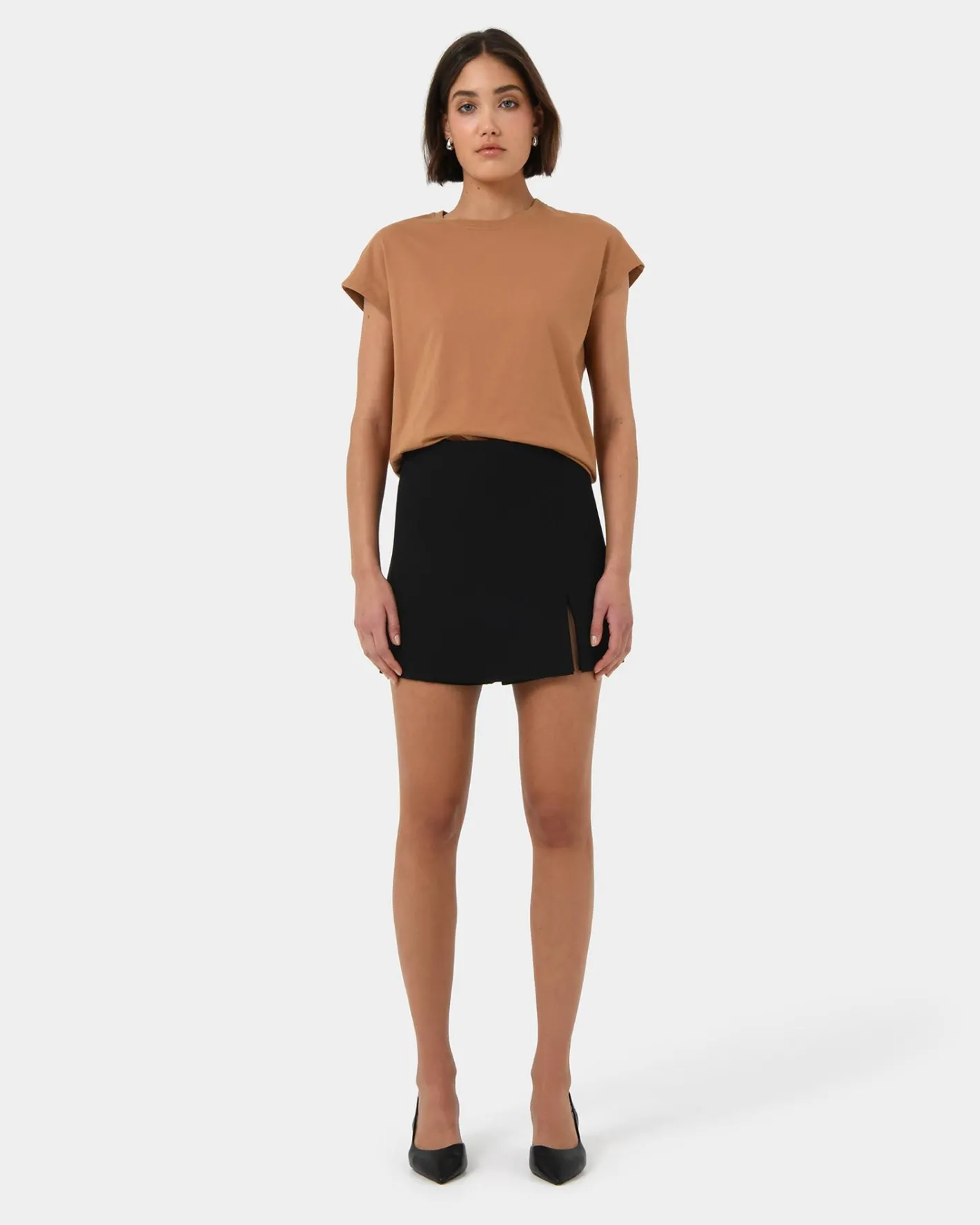 Forcast Sara Cotton Tee Tan Discount