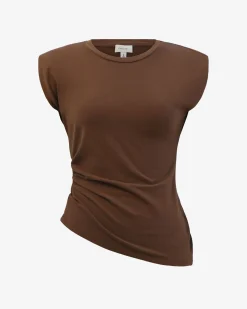 Forcast Sarah Padded Ruched Jersey Top Chocolate Hot