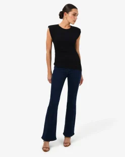 Forcast Sarah Padded Ruched Jersey Top Black