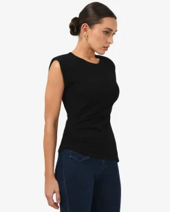 Forcast Sarah Padded Ruched Jersey Top Black