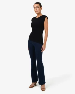 Forcast Sarah Padded Ruched Jersey Top Black