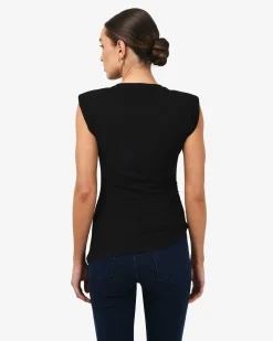Forcast Sarah Padded Ruched Jersey Top Black