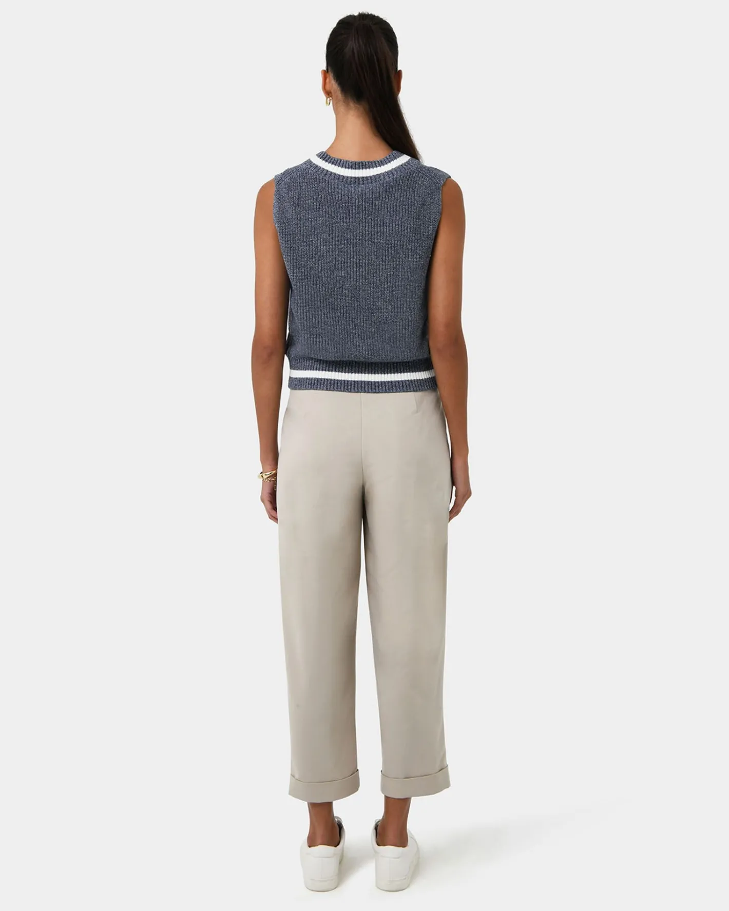 Forcast Sarah V-neck Knit Marle Navy Sale