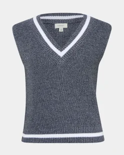 Forcast Sarah V-neck Knit Marle Navy Sale