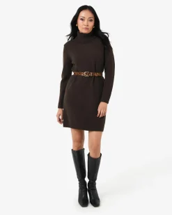 Forcast Sasha Wool Blend Knit Dress Espresso Outlet