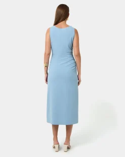 Forcast Serena Cowl Neck Dress Dusk Blue Outlet