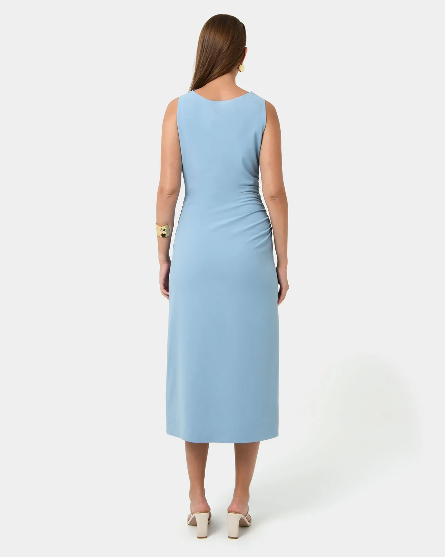 Forcast Serena Cowl Neck Dress Dusk Blue Outlet