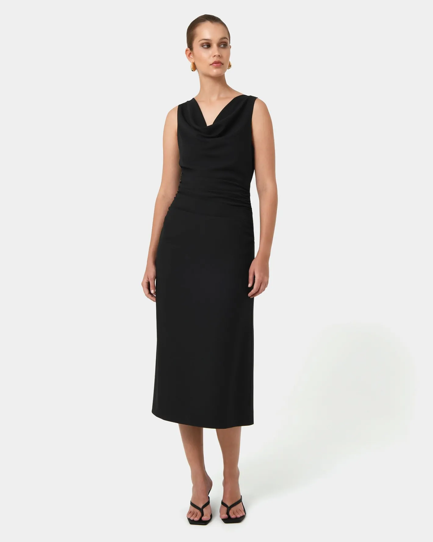 Forcast Serena Cowl Neck Dress Black Sale