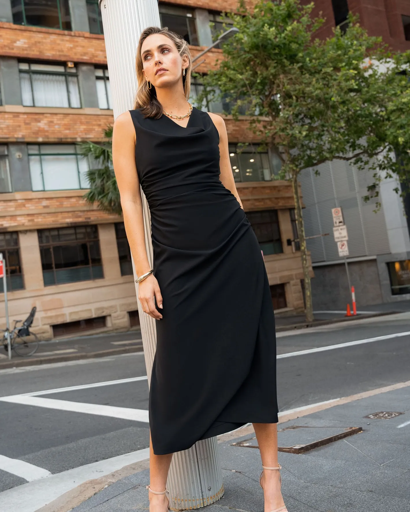 Forcast Serena Cowl Neck Dress Black Sale