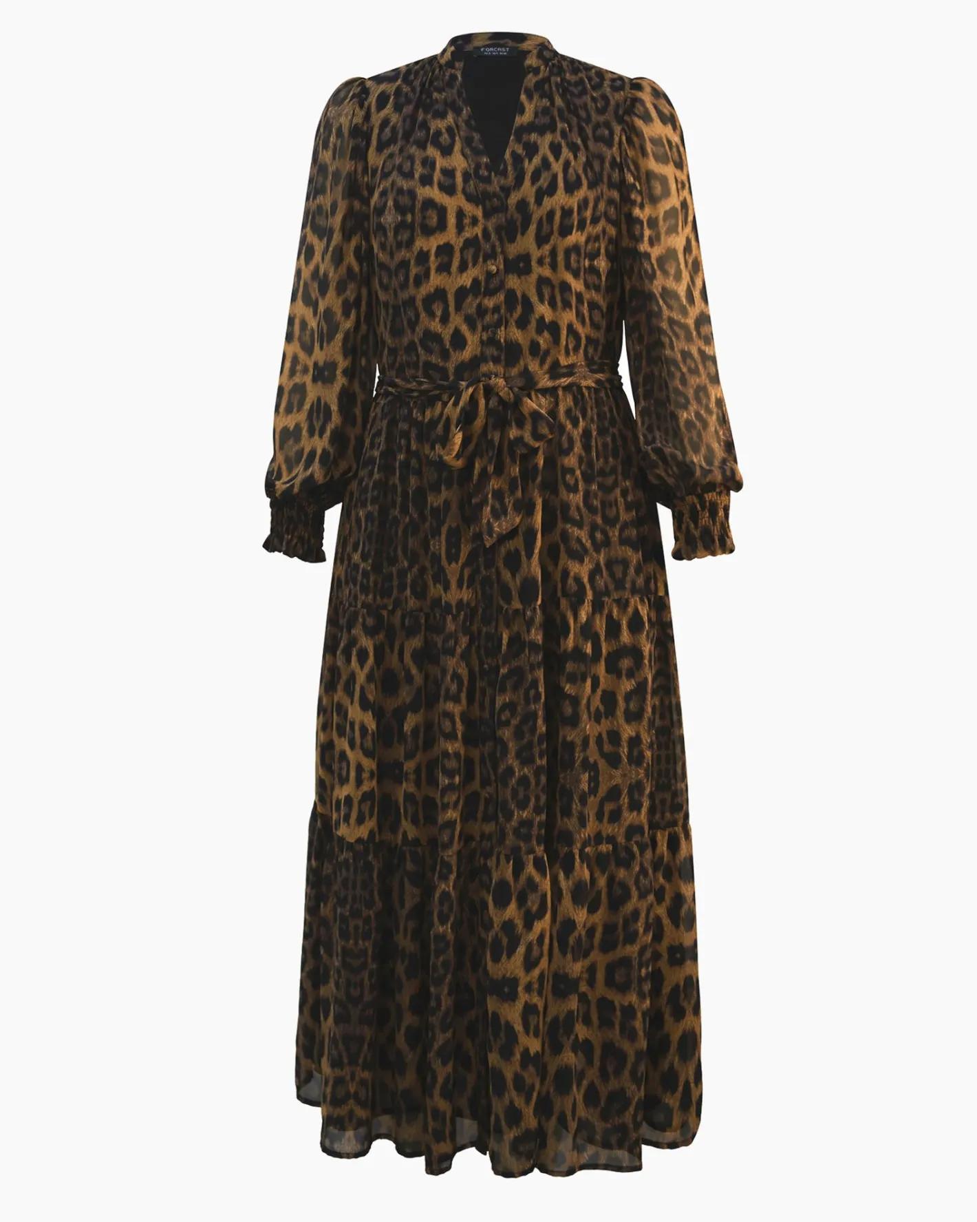 Forcast Shakira V-neck Button Dress Leopard Hot