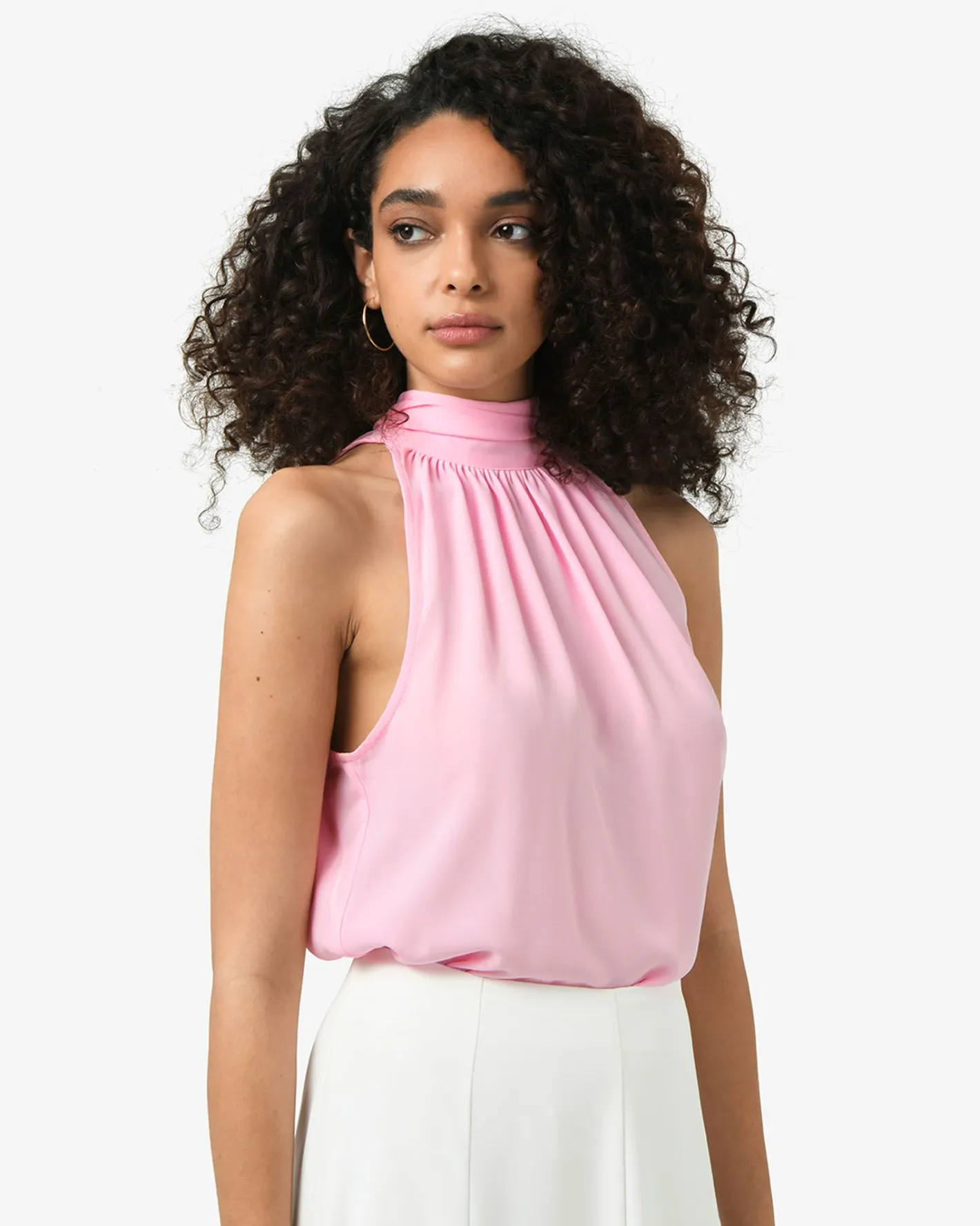 Forcast Shelby Draped Sleeveless Top Soft Pink Clearance