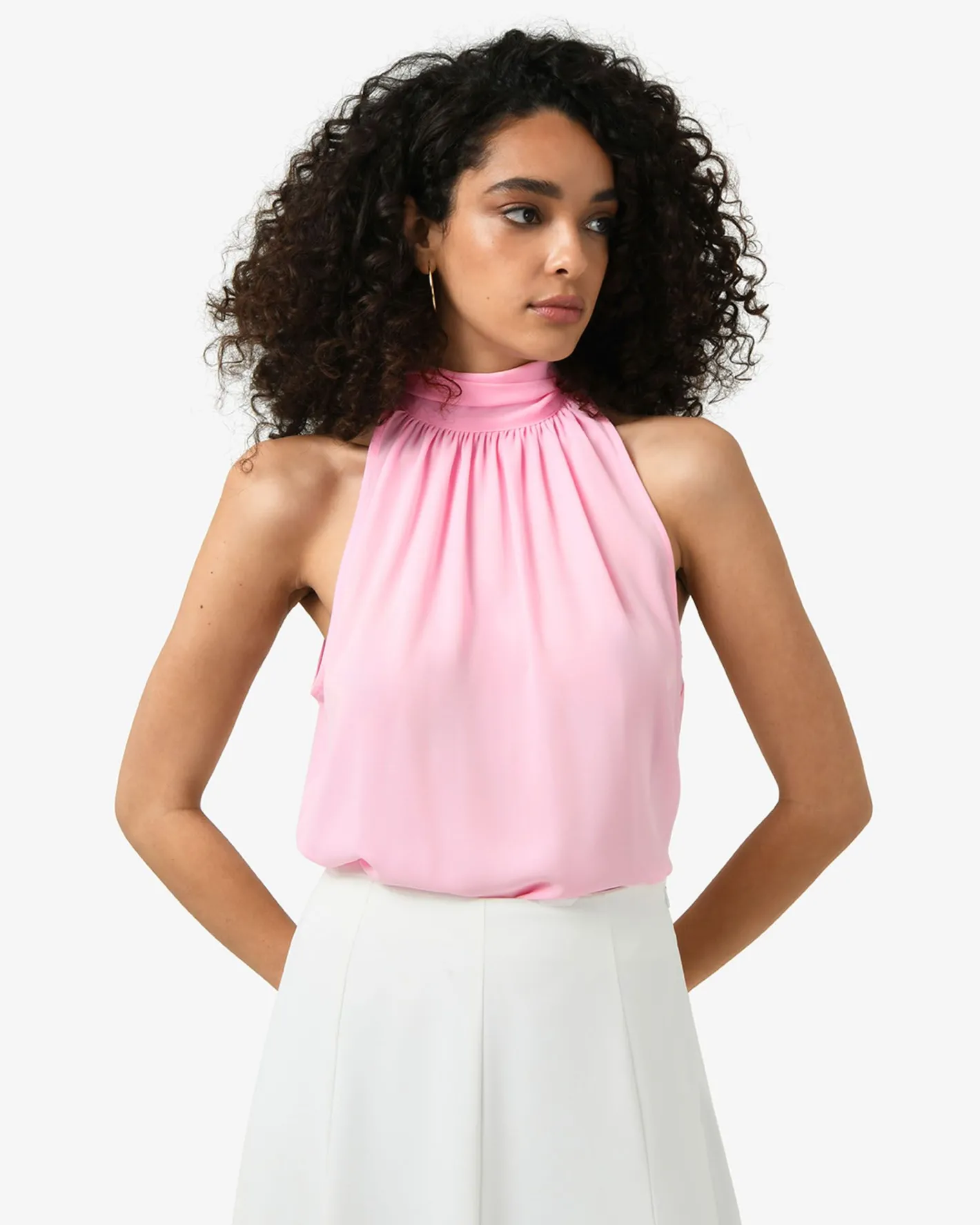 Forcast Shelby Draped Sleeveless Top Soft Pink Clearance