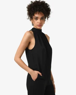 Forcast Shelby Draped Sleeveless Top Black Discount