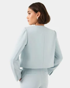 Forcast Sofia Cropped Blazer Baby Blue Online