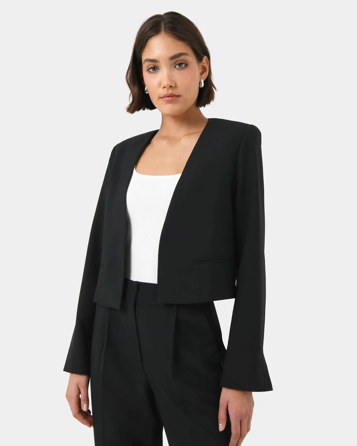 Forcast Sofia Cropped Blazer Black Clearance