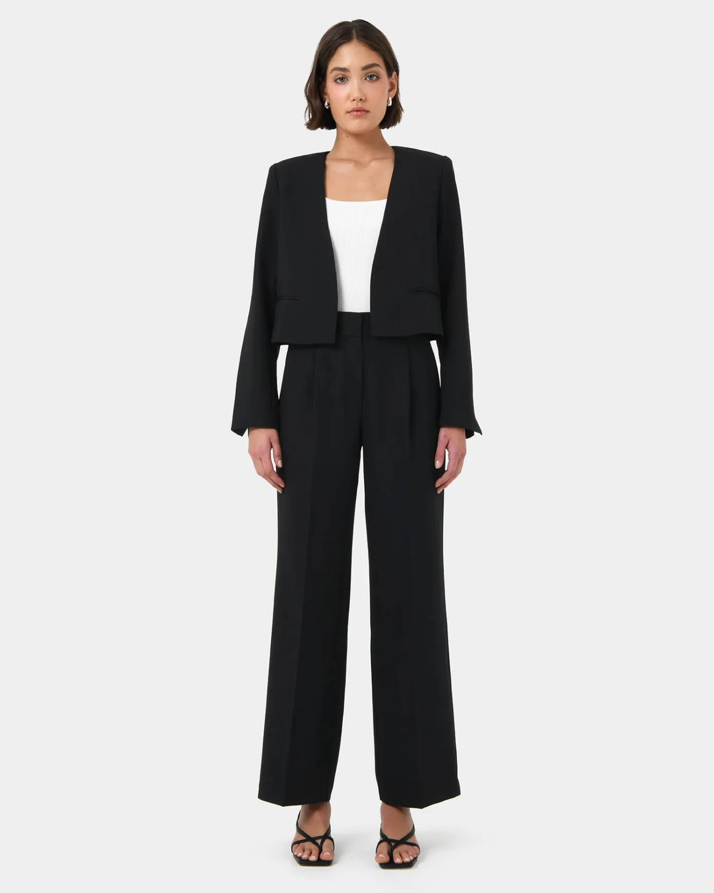 Forcast Sofia Cropped Blazer Black Clearance