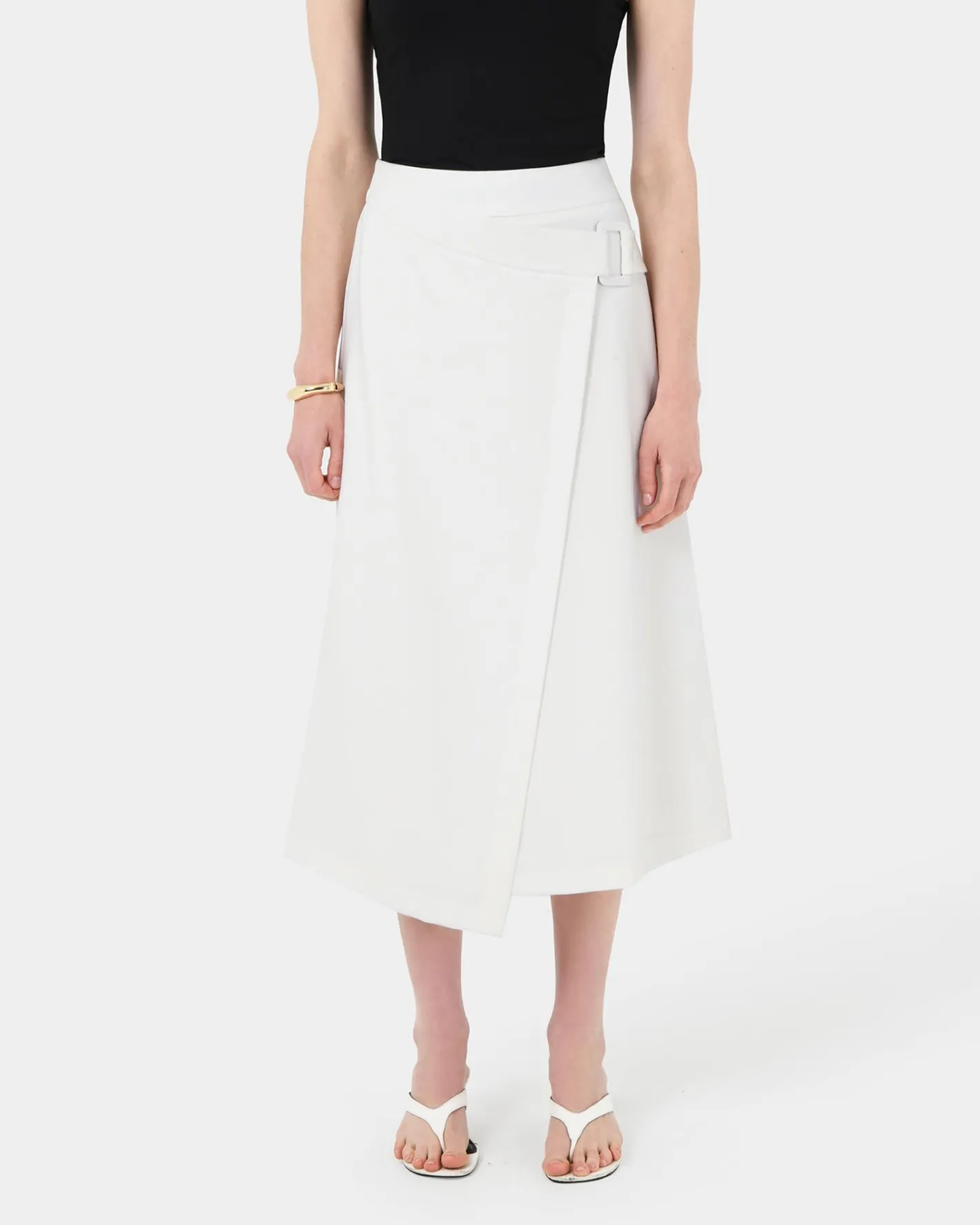 Forcast Sofia Wrap Midi Skirt Ivory Discount