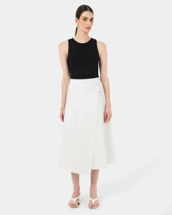 Forcast Sofia Wrap Midi Skirt Ivory Discount