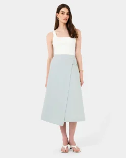 Forcast Sofia Wrap Midi Skirt Baby Blue
