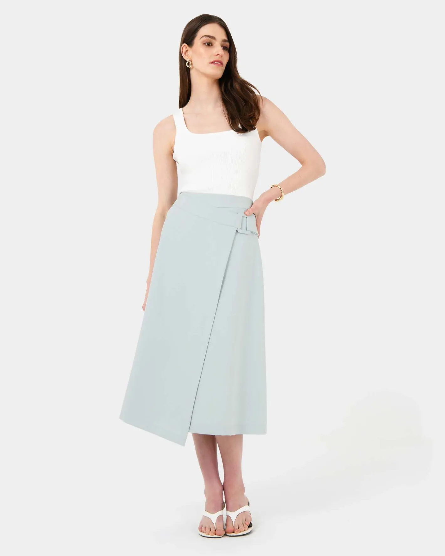 Forcast Sofia Wrap Midi Skirt Baby Blue