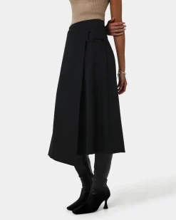 Forcast Sofia Wrap Midi Skirt Black Online