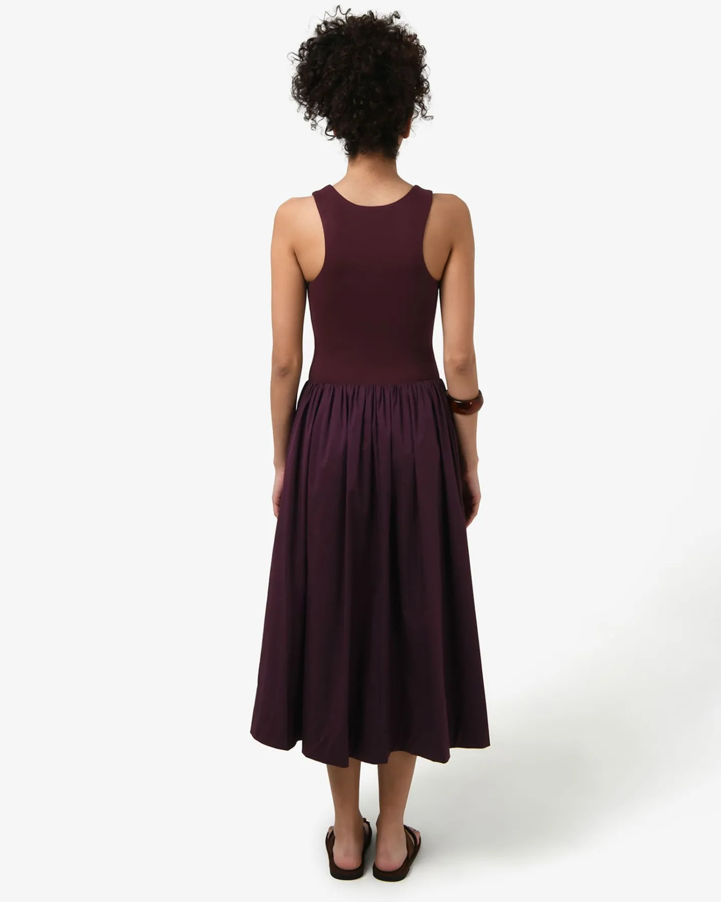 Forcast Soho Cotton & Knit Midi Dress Aubergine Hot