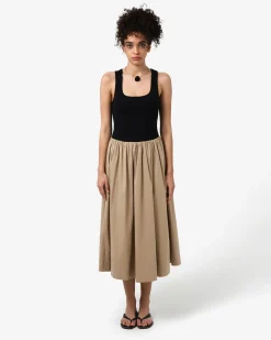 Forcast Soho Cotton & Knit Midi Dress Black & Camel Outlet